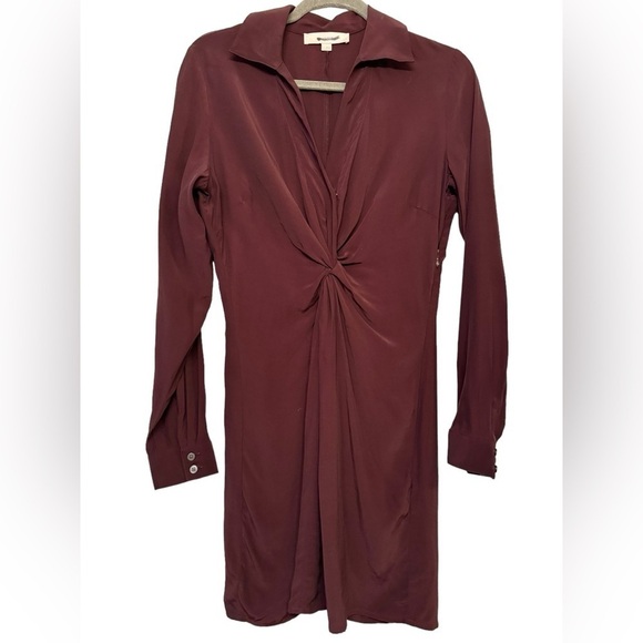 Loft Twist Front Long Sleeved Shirt Dress Size 2 - Picture 4 of 7